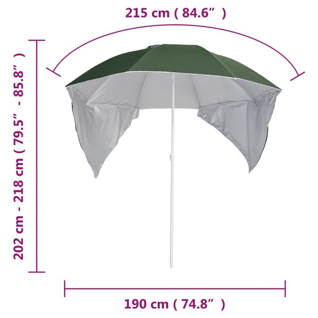 Rantavarjo sivuseinillä vihreä 215 cm hinta ja tiedot | Aurinkovarjot ja markiisit | hobbyhall.fi