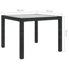 Puutarhapöytä 90x90x75 cm karkaistu lasi ja polyrottinki musta hinta ja tiedot | Puutarhapöydät | hobbyhall.fi