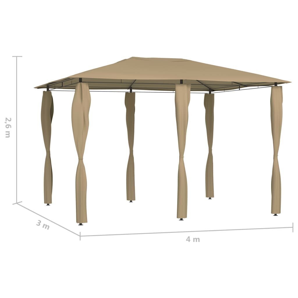 Huvimaja sivuseinillä 3x4x2,6 m harmaanruskea 160 g/m² hinta ja tiedot | Puutarhapaviljongit | hobbyhall.fi