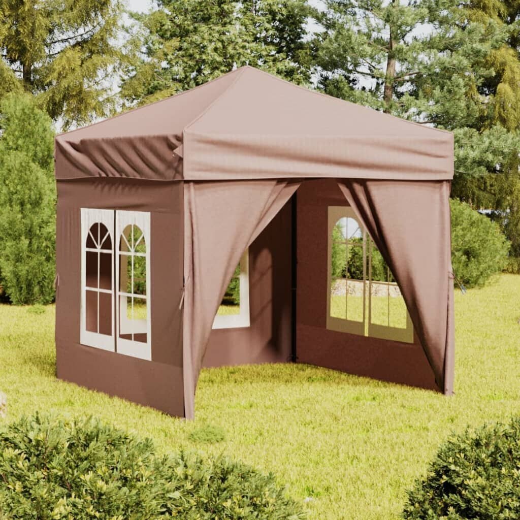 Kokoontaittuva juhlateltta sivuseinillä taupe 2x2 m hinta ja tiedot | Puutarhapaviljongit | hobbyhall.fi