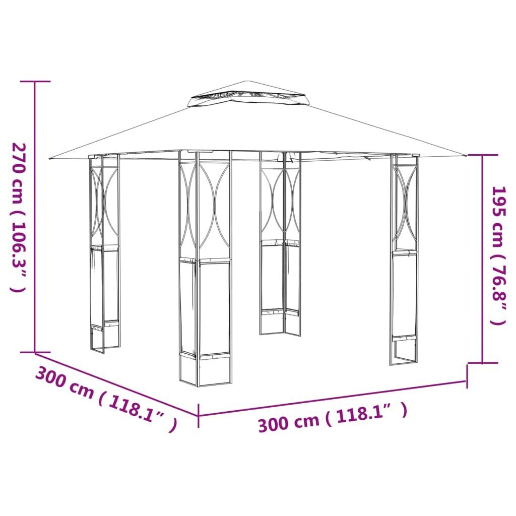 Huvimaja katolla antrasiitti 300x300x270 cm teräs hinta ja tiedot | Puutarhapaviljongit | hobbyhall.fi