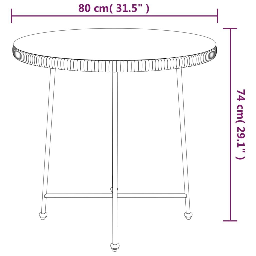 Ruokapöytä musta Ø80 cm karkaistu lasi ja teräs hinta ja tiedot | Puutarhapöydät | hobbyhall.fi