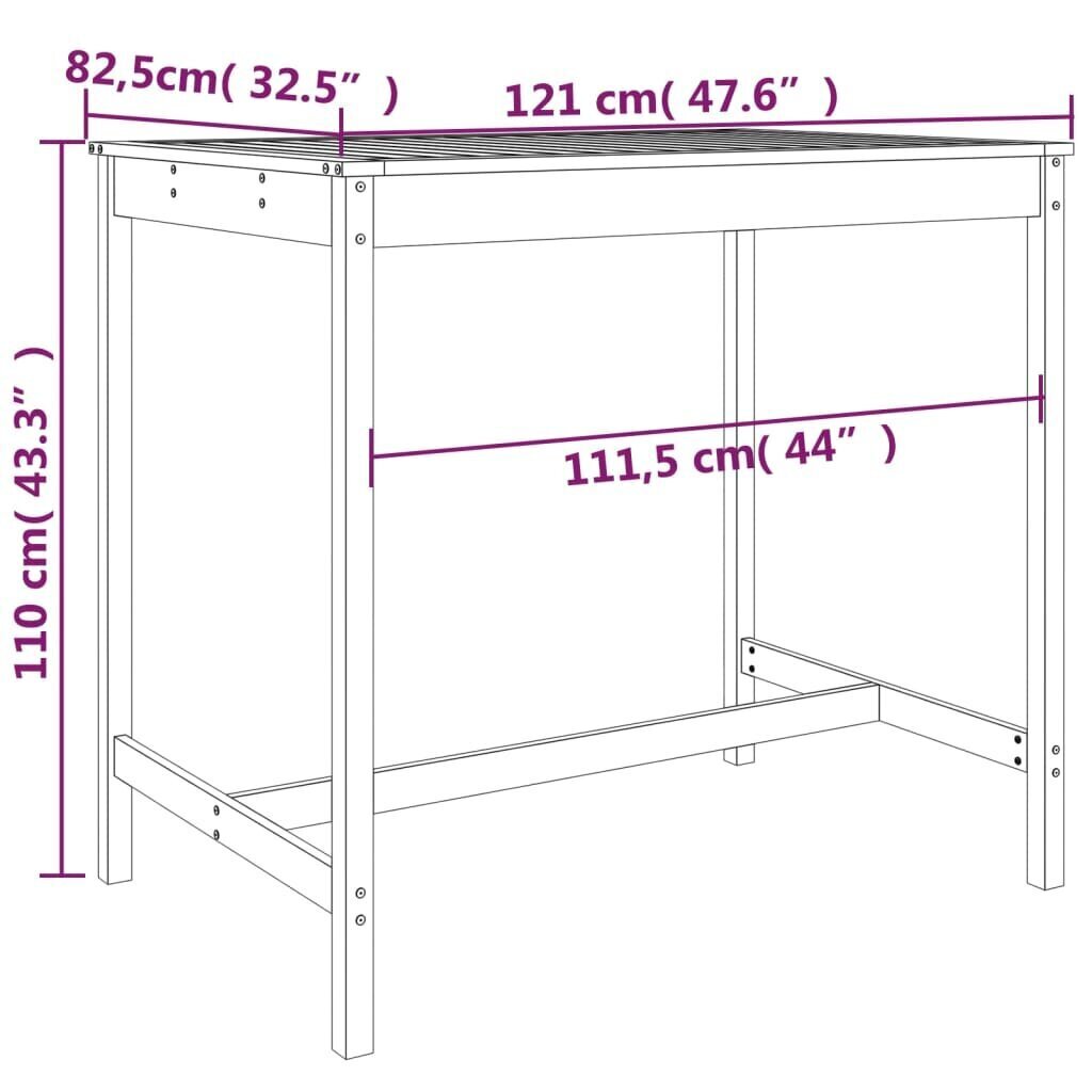 Puutarhapöytä musta 121x82,5x110 cm täysi mänty hinta ja tiedot | Puutarhapöydät | hobbyhall.fi