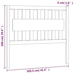 Sängynpääty valkoinen 105,5x4x100 cm täysi mänty hinta ja tiedot | Sängyt | hobbyhall.fi