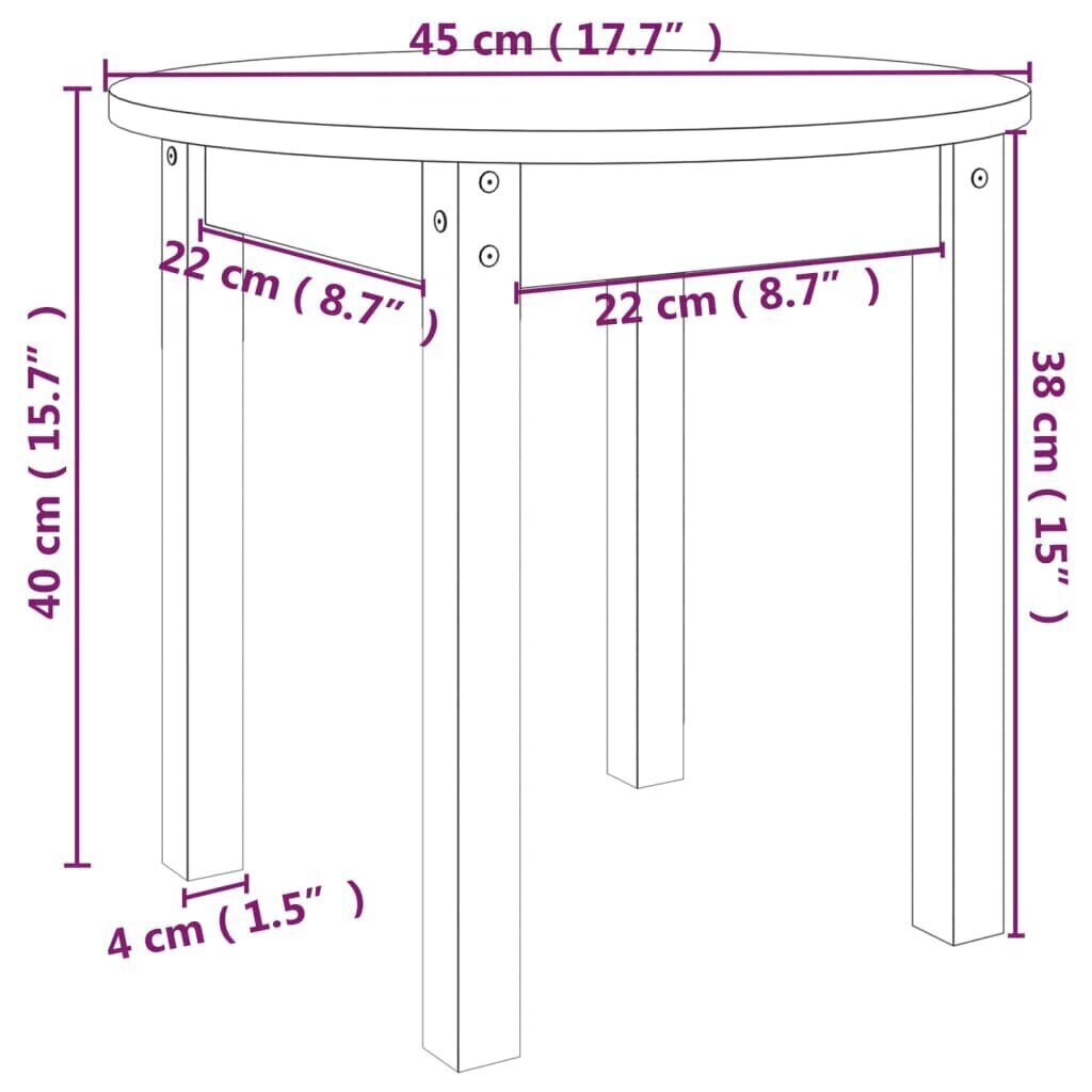 Sohvapöytä valkoinen Ø 45x40 cm täysi mänty hinta ja tiedot | Sohvapöydät | hobbyhall.fi