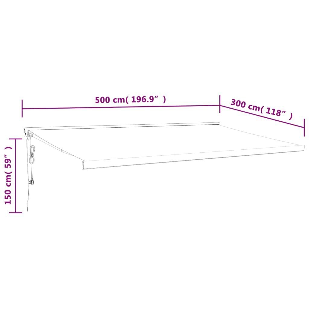 Markiisi , 500x300 cm, keltainen / valkoinen hinta ja tiedot | Aurinkovarjot ja markiisit | hobbyhall.fi