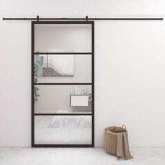 Liukuovi alumiini ja ESG-lasi 102,5x205 cm musta hinta ja tiedot | Sisäovet | hobbyhall.fi