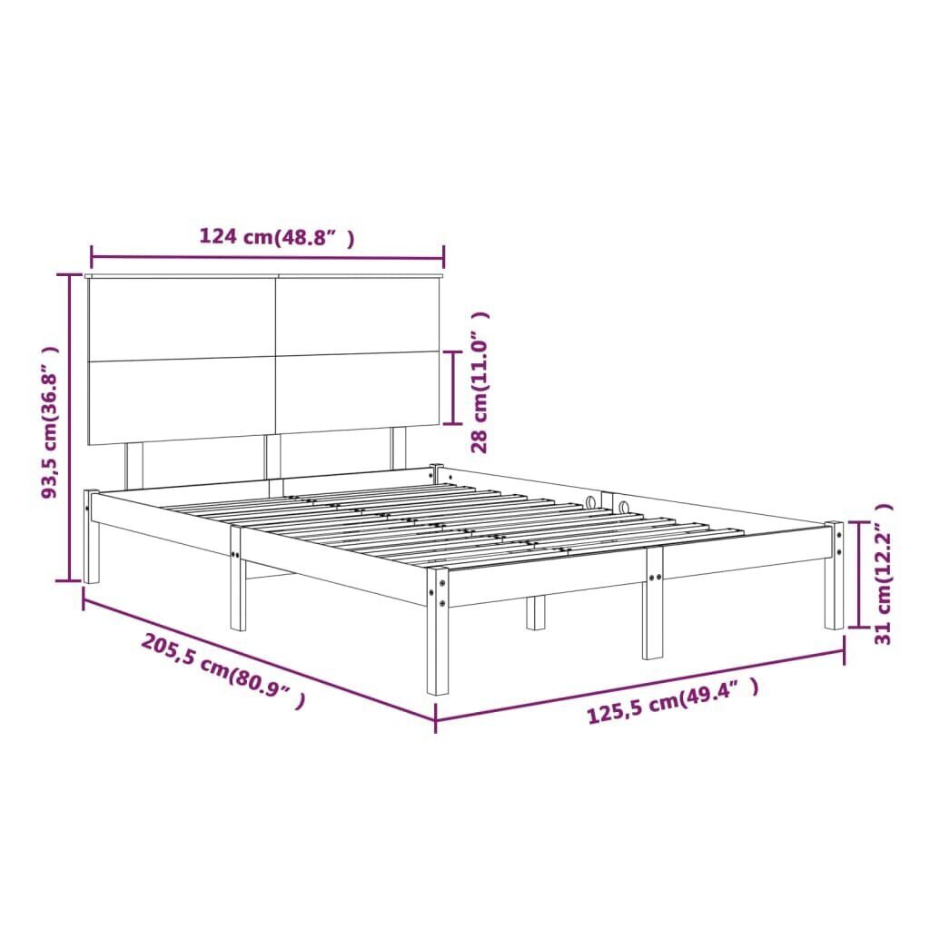 Sängynrunko täysi mänty 120x200 cm hinta ja tiedot | Sängyt | hobbyhall.fi