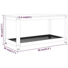 Sohvapöytä tummanruskea ja musta 90x45x45 cm MDF ja rauta hinta ja tiedot | Sohvapöydät | hobbyhall.fi