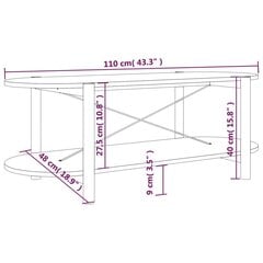 Sohvapöytä valkoinen 110x48x40 cm tekninen puu hinta ja tiedot | Sohvapöydät | hobbyhall.fi