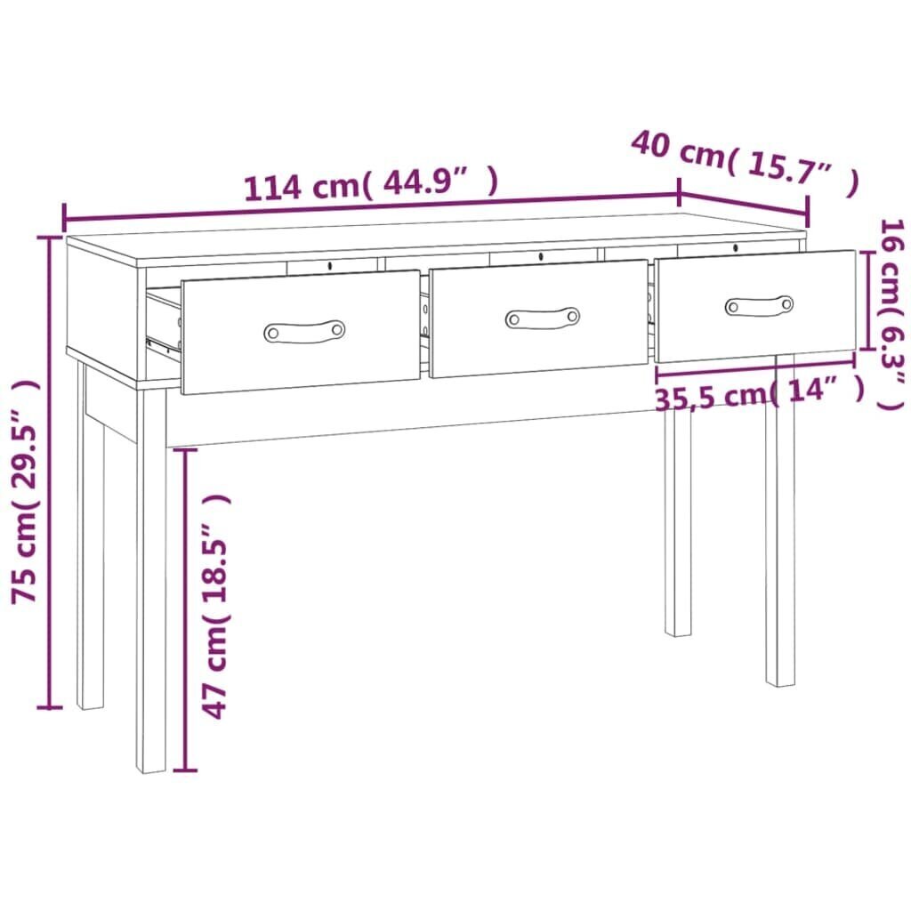 Konsolipöytä musta 114x40x75 cm täysi mänty hinta ja tiedot | Sohvapöydät | hobbyhall.fi