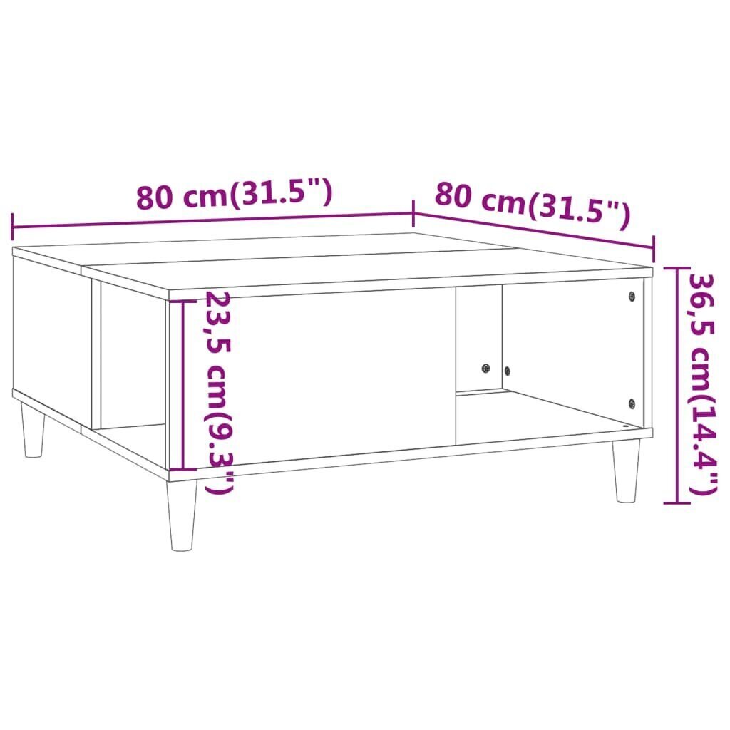 Sohvapöytä korkeakiilto valkoinen 80x80x36,5 cm tekninen puu hinta ja tiedot | Sohvapöydät | hobbyhall.fi