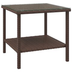 Sivupöytä ruskea 45x45x45 cm polyrottinki ja karkaistu lasi hinta ja tiedot | Sohvapöydät | hobbyhall.fi
