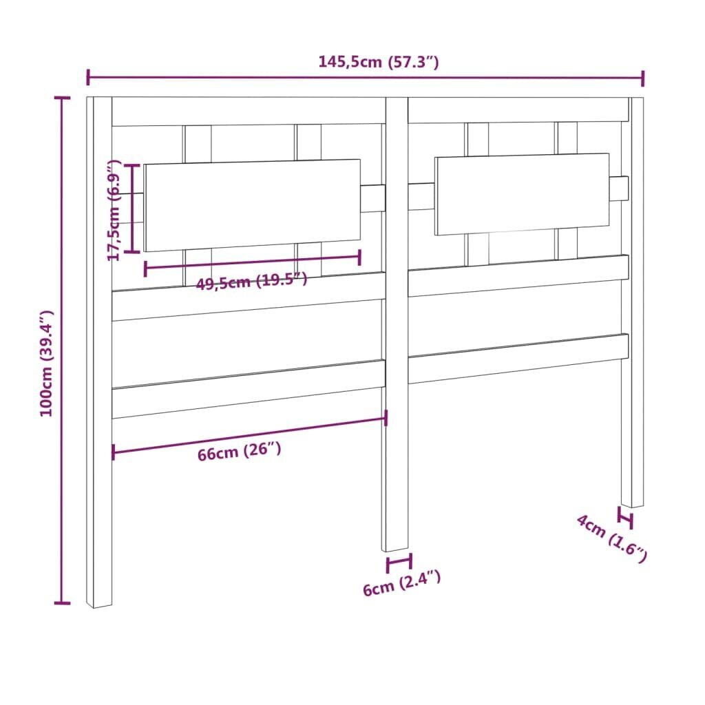 Sängynpääty 145,5x4x100 cm täysi mänty hinta ja tiedot | Sängyt | hobbyhall.fi