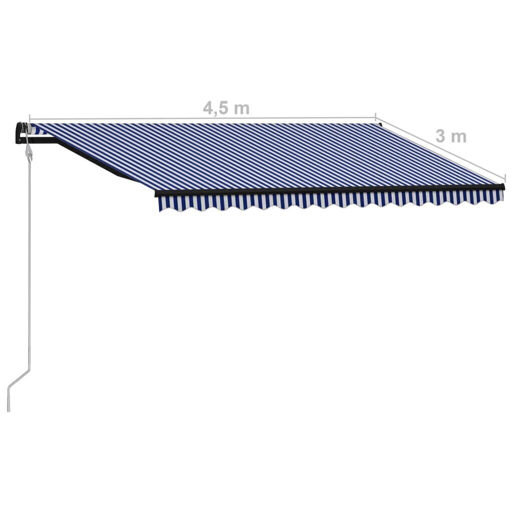 Automaattinen sisäänkelattava markiisi 450x300 cm sininen/valk. hinta ja tiedot | Aurinkovarjot ja markiisit | hobbyhall.fi