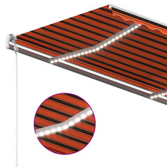 Manuaalisesti kelattava markiisi LED-valot 4,5x3m oranssiruskea hinta ja tiedot | Aurinkovarjot ja markiisit | hobbyhall.fi