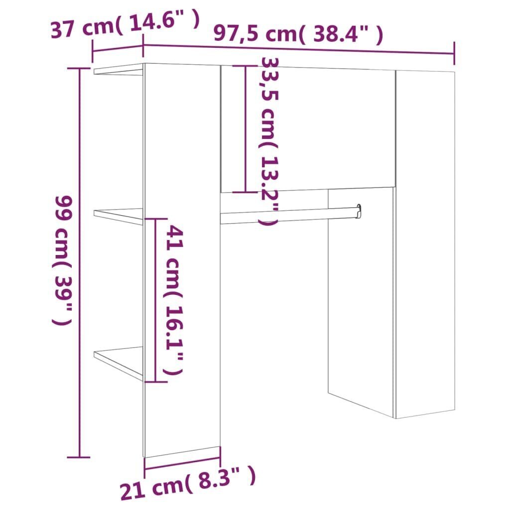 Eteisen kaappi savutammi 97,5x37x99 cm tekninen puu hinta ja tiedot | Olohuoneen kaapit ja lipastot | hobbyhall.fi