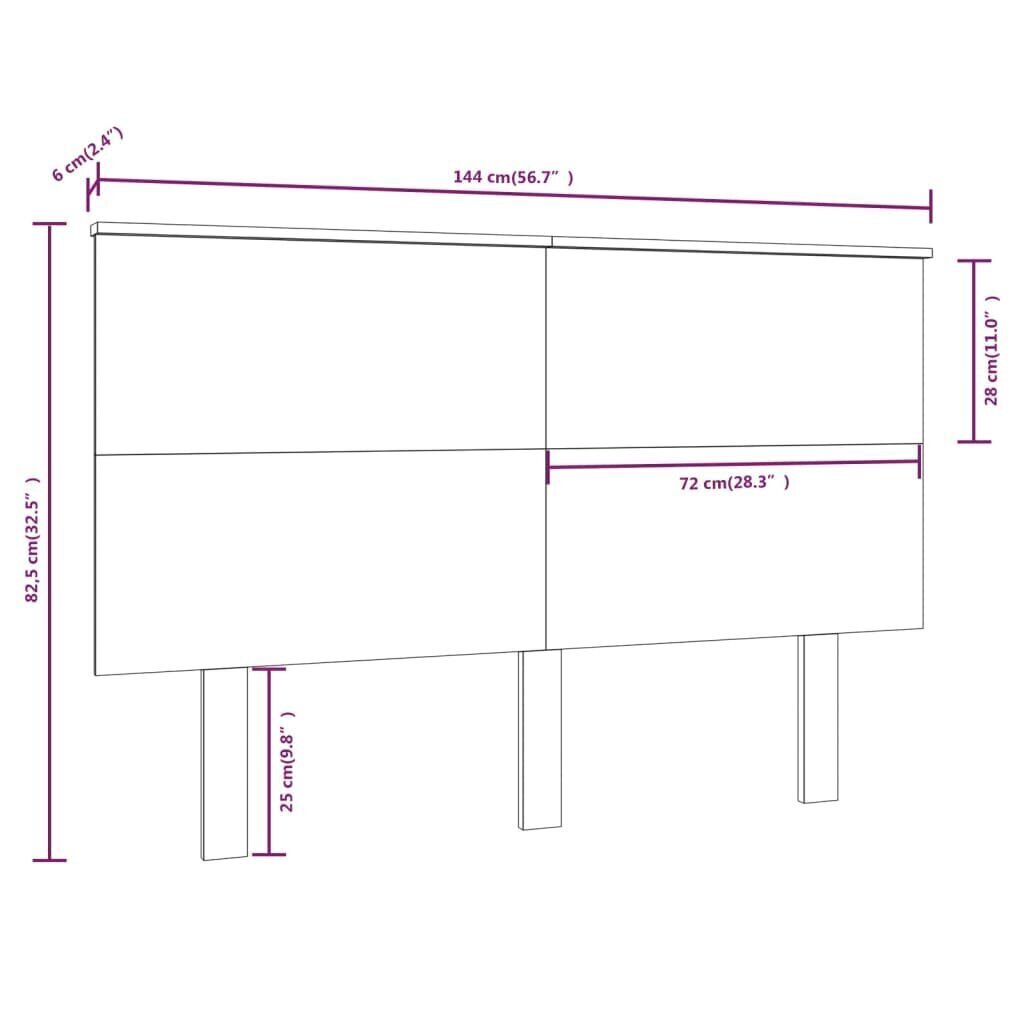 Sängynpääty musta 144x6x82,5 cm täysi mänty hinta ja tiedot | Sängyt | hobbyhall.fi