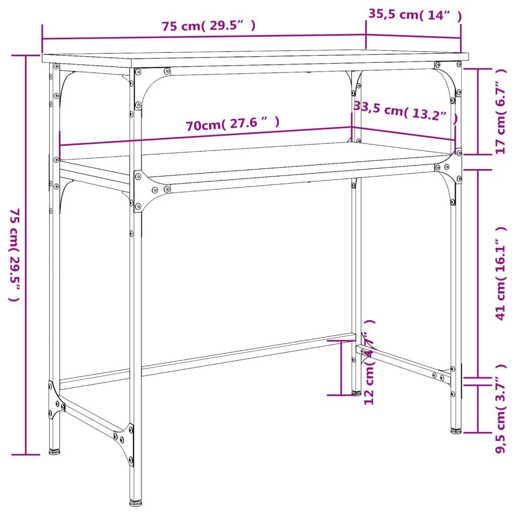 Pöytä , 75x35,5x75 cm, musta hinta ja tiedot | Sivupöydät | hobbyhall.fi