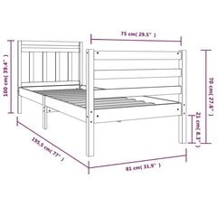 Sängynrunko täysi puu 75x190 cm 2FT6 Small Single hinta ja tiedot | Sängyt | hobbyhall.fi