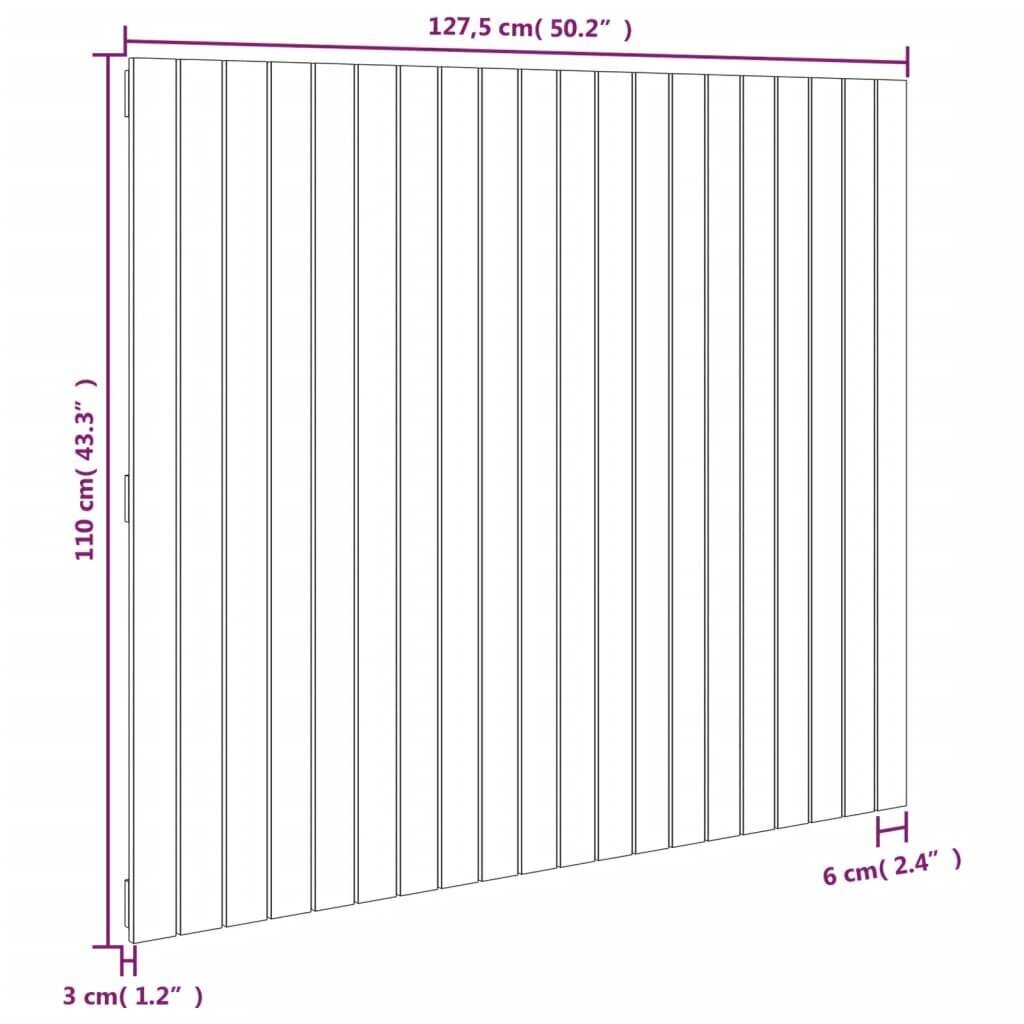 Sängynpääty seinälle musta 127,5x3x110 cm täysi mänty hinta ja tiedot | Sängyt | hobbyhall.fi