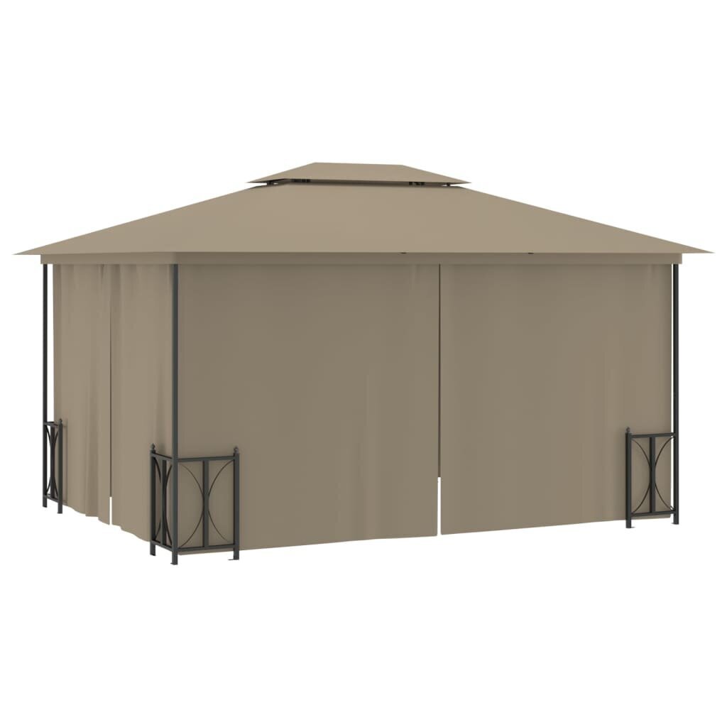 Huvimaja sivuseinillä ja tuplakatolla 3x4 m taupe hinta ja tiedot | Puutarhapaviljongit | hobbyhall.fi