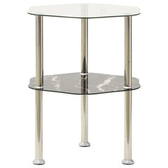 2-tasoinen sivupöytä läpinäkyvä/musta 38x38x50cm karkaistu lasi hinta ja tiedot | Sohvapöydät | hobbyhall.fi