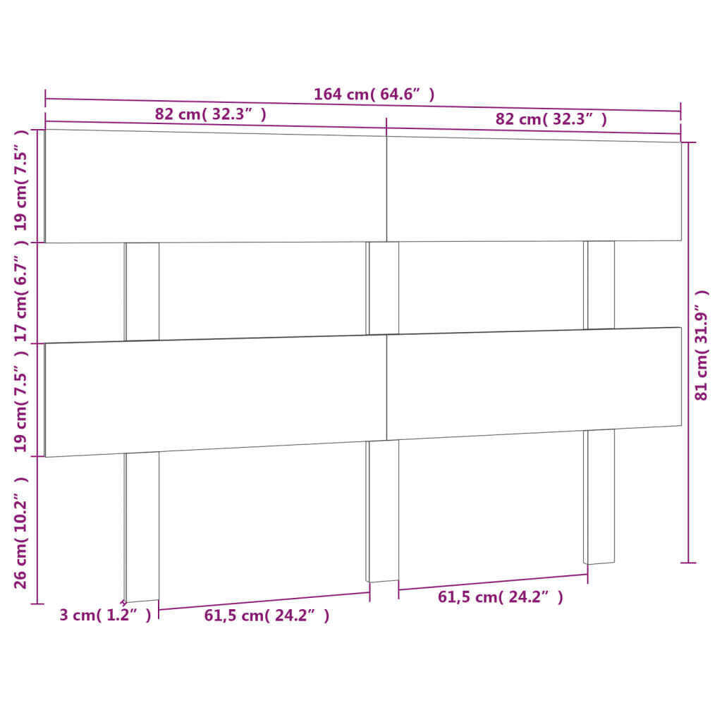 Sängynpääty musta 164x3x81 cm täysi mänty hinta ja tiedot | Sängyt | hobbyhall.fi