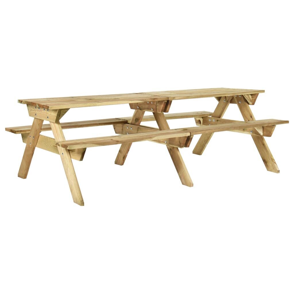 Piknikpöytä penkeineen, 220x122x72 cm, ruskea hinta ja tiedot | Puutarhapöydät | hobbyhall.fi