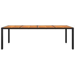 Puutarhapöytä 250x100x75 cm akaasiapuu ja polyrottinki musta hinta ja tiedot | Puutarhapöydät | hobbyhall.fi