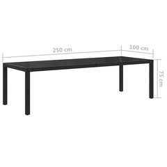 Puutarhapöytä 250x100x75cm karkaistu lasi ja polyrottinki musta hinta ja tiedot | Puutarhapöydät | hobbyhall.fi