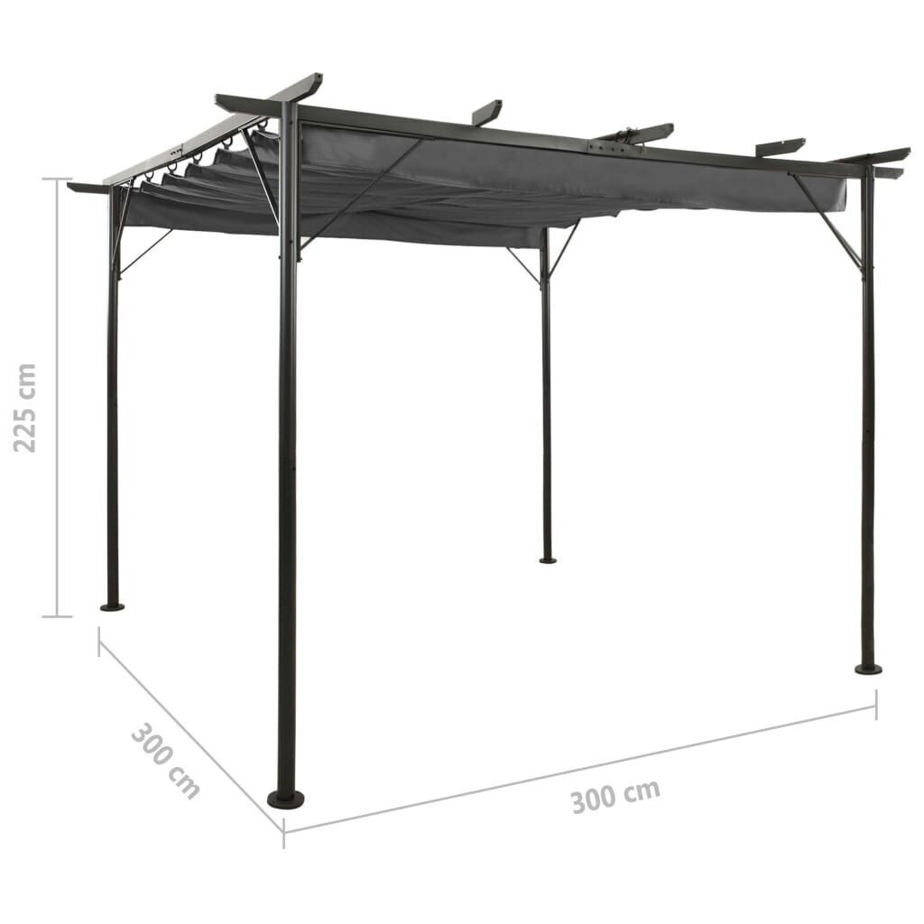 Pergola sisäänvedettävä katto antrasiitti 3x3 m teräs 180 g/m² hinta ja tiedot | Puutarhapaviljongit | hobbyhall.fi