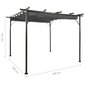 Pergola sisäänvedettävä katto antrasiitti 3x3 m teräs 180 g/m² hinta ja tiedot | Puutarhapaviljongit | hobbyhall.fi