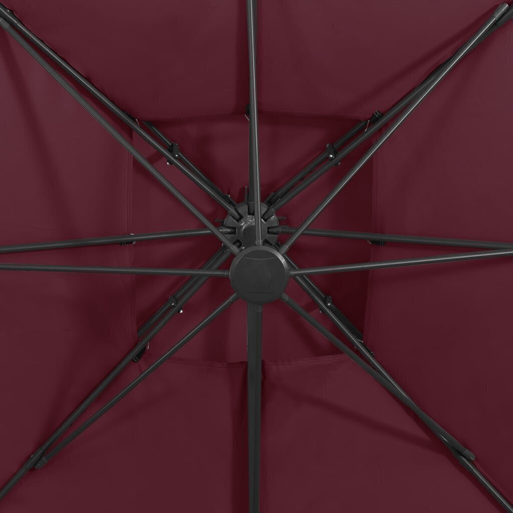 Riippuva aurinkovarjo tuplakatolla viininpunainen 300x300 cm hinta ja tiedot | Aurinkovarjot ja markiisit | hobbyhall.fi