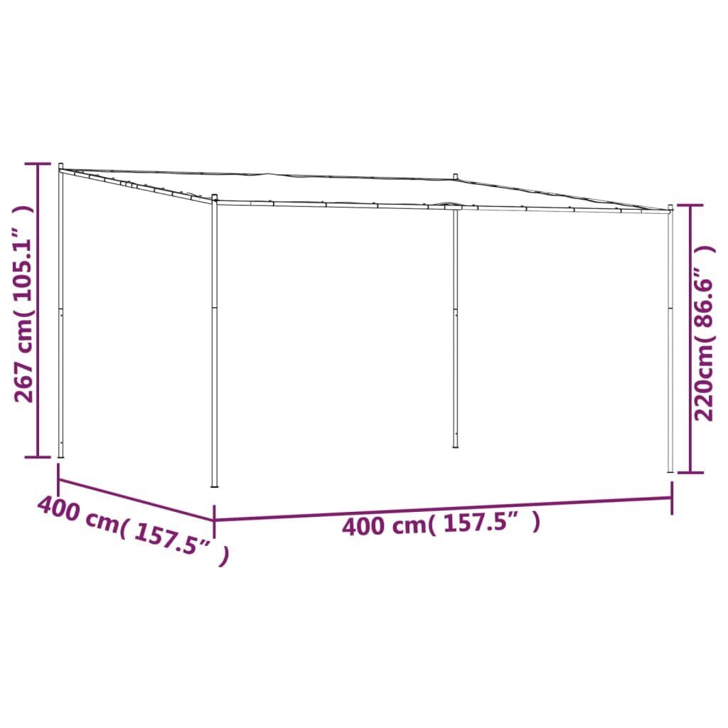 paviljonki, antrasiitti, 4x4m, kangas ja teräs, 180g/m² hinta ja tiedot | Puutarhapaviljongit | hobbyhall.fi