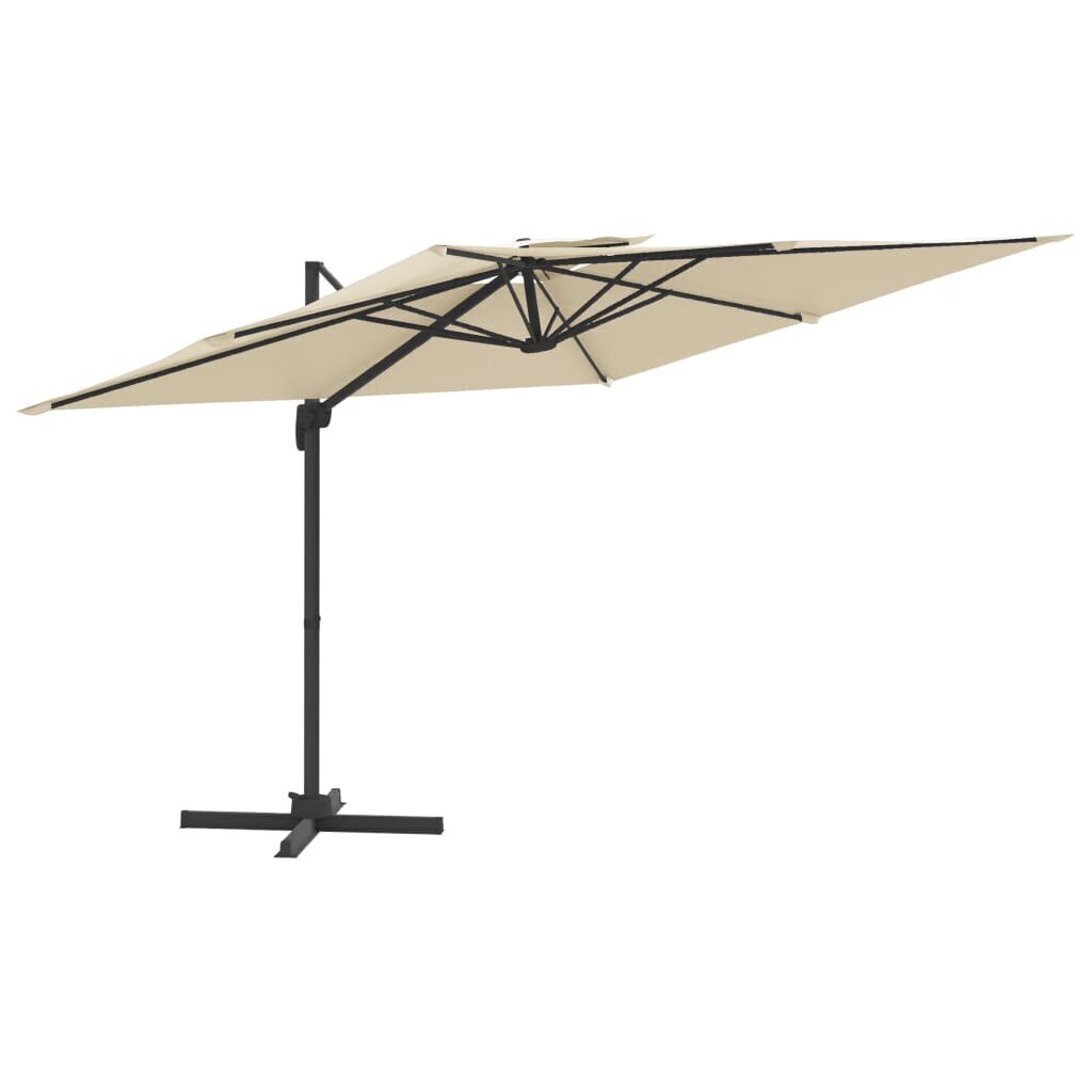 Riippuva kaksois-aurinkovarjo hiekanvalkoinen 300x300 cm hinta ja tiedot | Aurinkovarjot ja markiisit | hobbyhall.fi