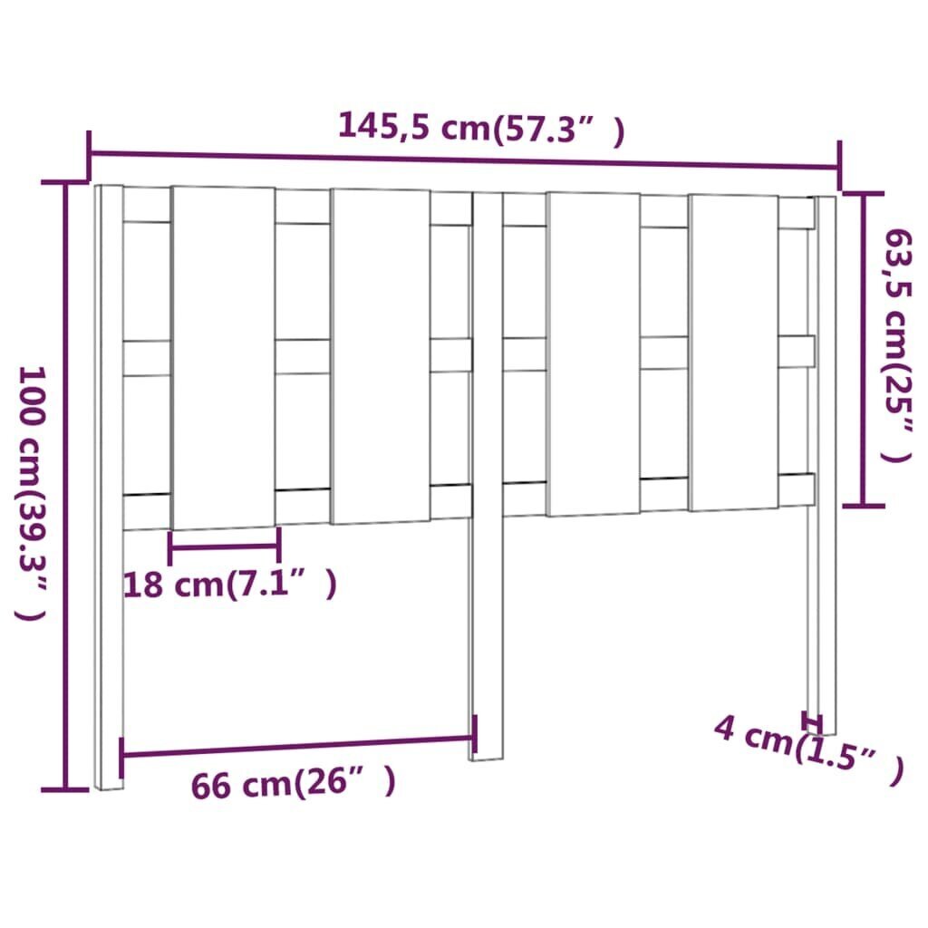 Sängynpääty 145,5x4x100 cm täysi mänty hinta ja tiedot | Sängyt | hobbyhall.fi