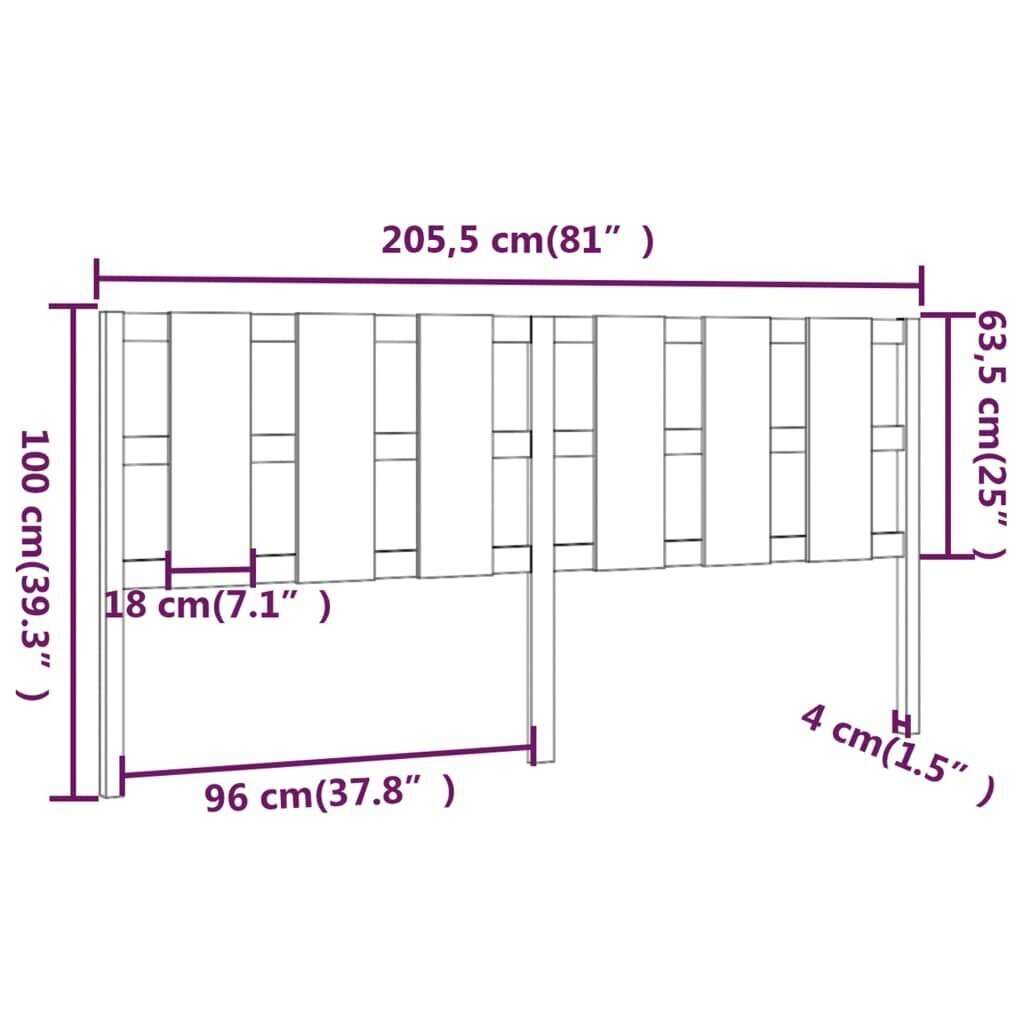 Sängynpääty valkoinen 205,5x4x100 cm täysi mänty hinta ja tiedot | Sängyt | hobbyhall.fi