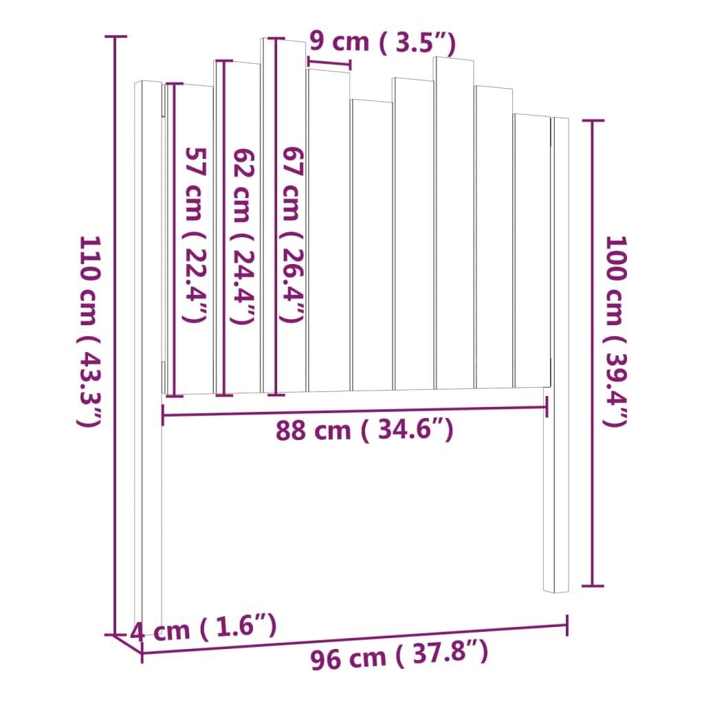 Sängynpääty musta 96x4x110 cm täysi mänty hinta ja tiedot | Sängyt | hobbyhall.fi