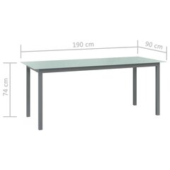 Puutarhapöytä vaaleanharmaa 190x90x74 cm alumiini ja lasi hinta ja tiedot | Puutarhapöydät | hobbyhall.fi