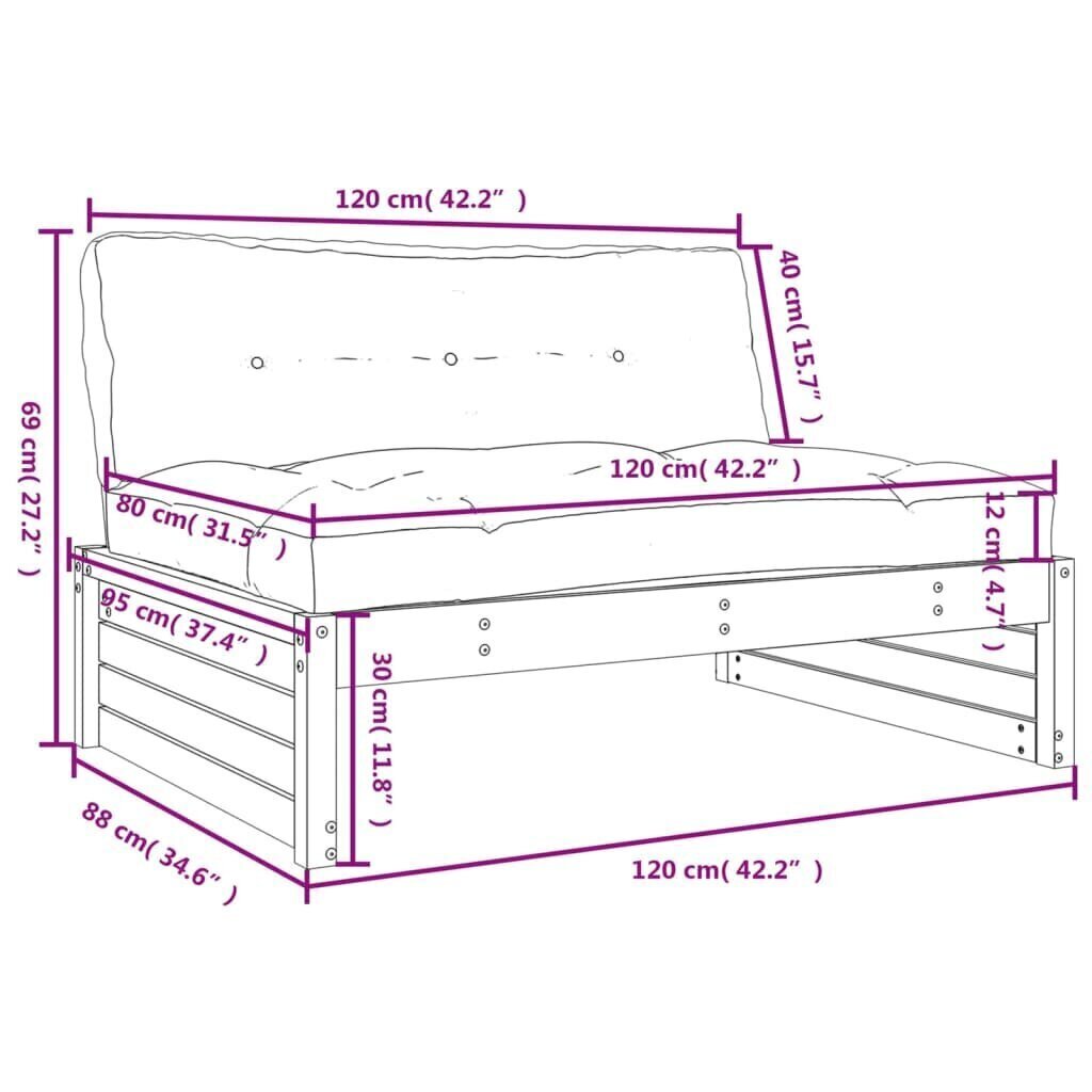 Keskisohva 120x80 cm täysi douglas kuusi hinta ja tiedot | Puutarhatuolit | hobbyhall.fi