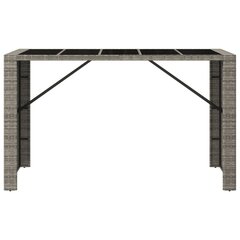 Baaripöytä lasipöytälevyllä harmaa 185x80x110 cm polyrottinki hinta ja tiedot | Puutarhapöydät | hobbyhall.fi