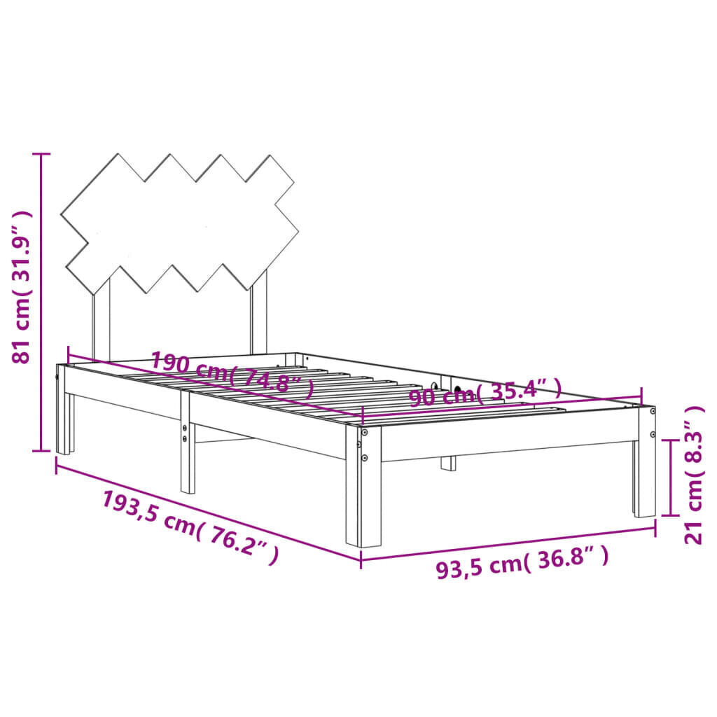 Sängynrunko päädyllä 3FT Single täysi puu hinta ja tiedot | Sängyt | hobbyhall.fi