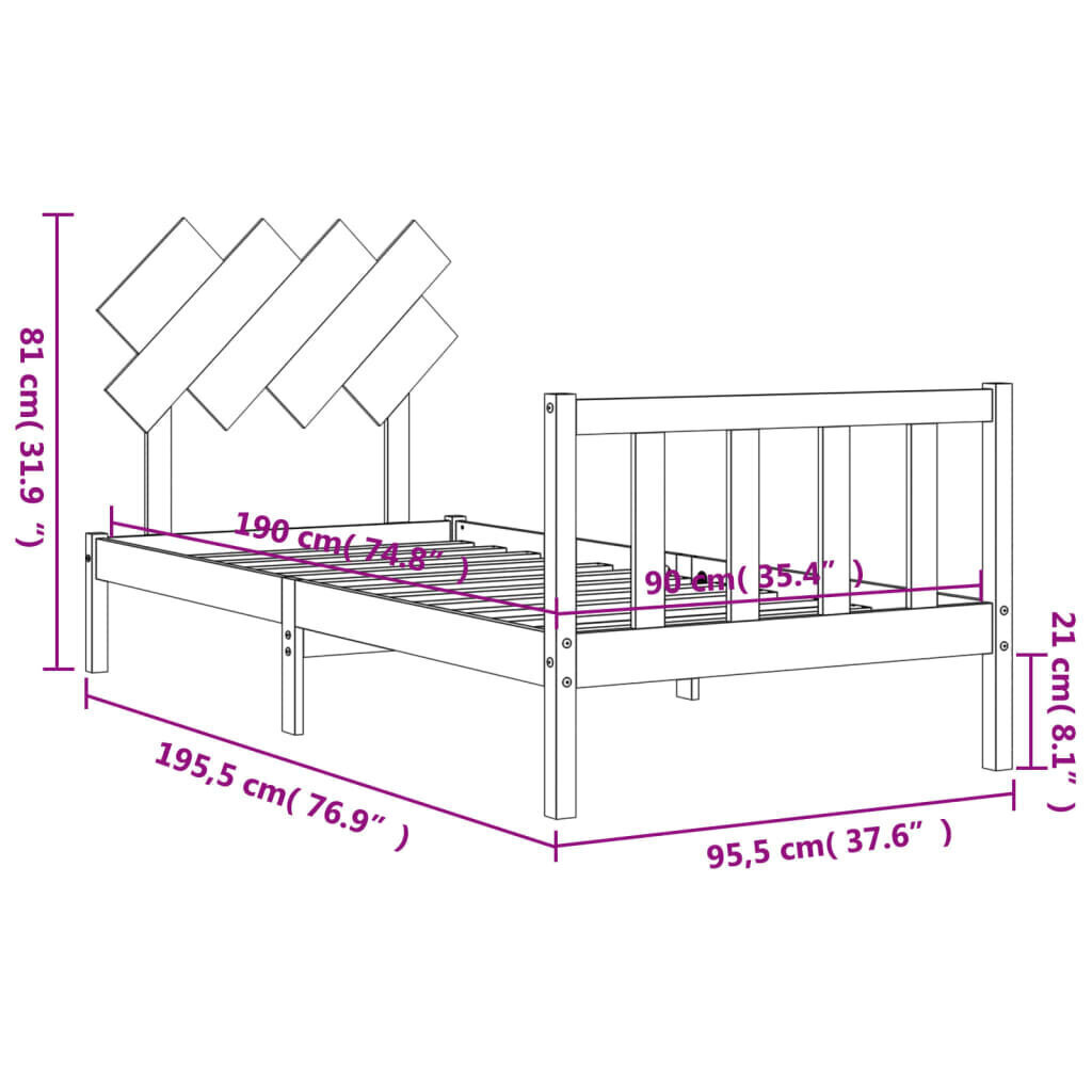 Sängynrunko päädyllä 3FT Single täysi puu hinta ja tiedot | Sängyt | hobbyhall.fi