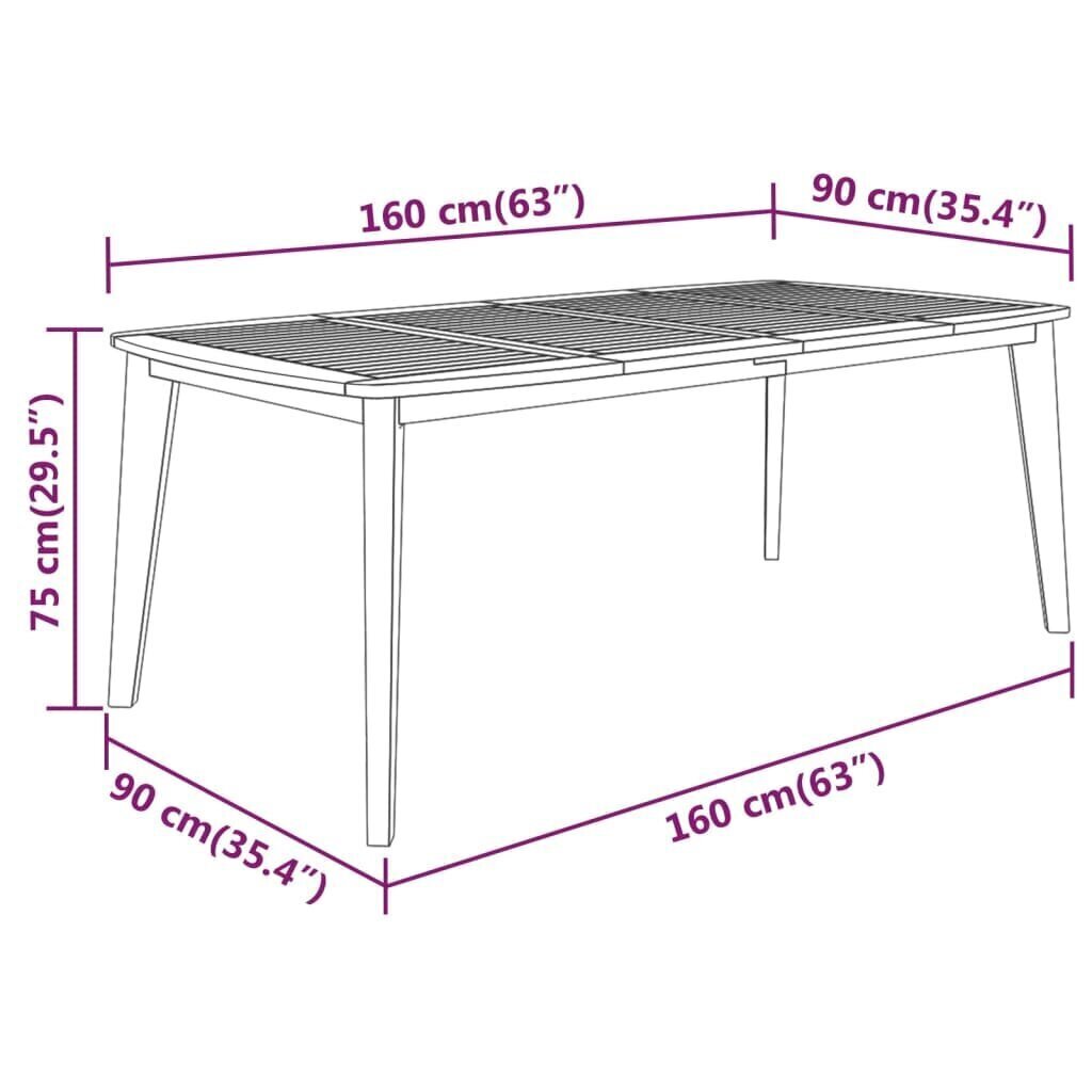 Puutarhapöytä 160x90x75 cm täysi akaasiapuu hinta ja tiedot | Puutarhapöydät | hobbyhall.fi