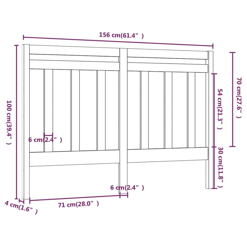 Sängynpääty musta 156x4x100 cm täysi mänty hinta ja tiedot | Sängyt | hobbyhall.fi