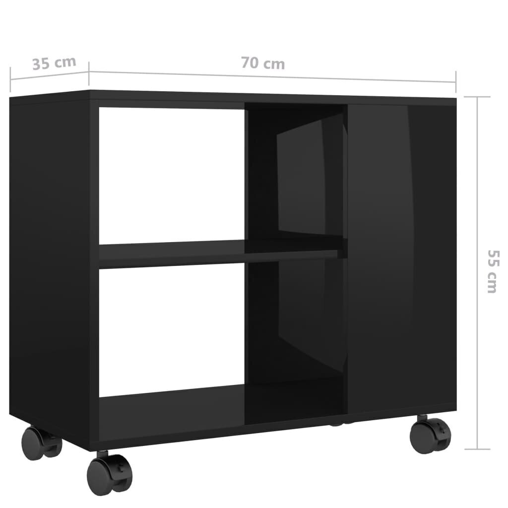 Sivupöytä korkeakiilto musta 70x35x55 cm tekninen puu hinta ja tiedot | Sohvapöydät | hobbyhall.fi