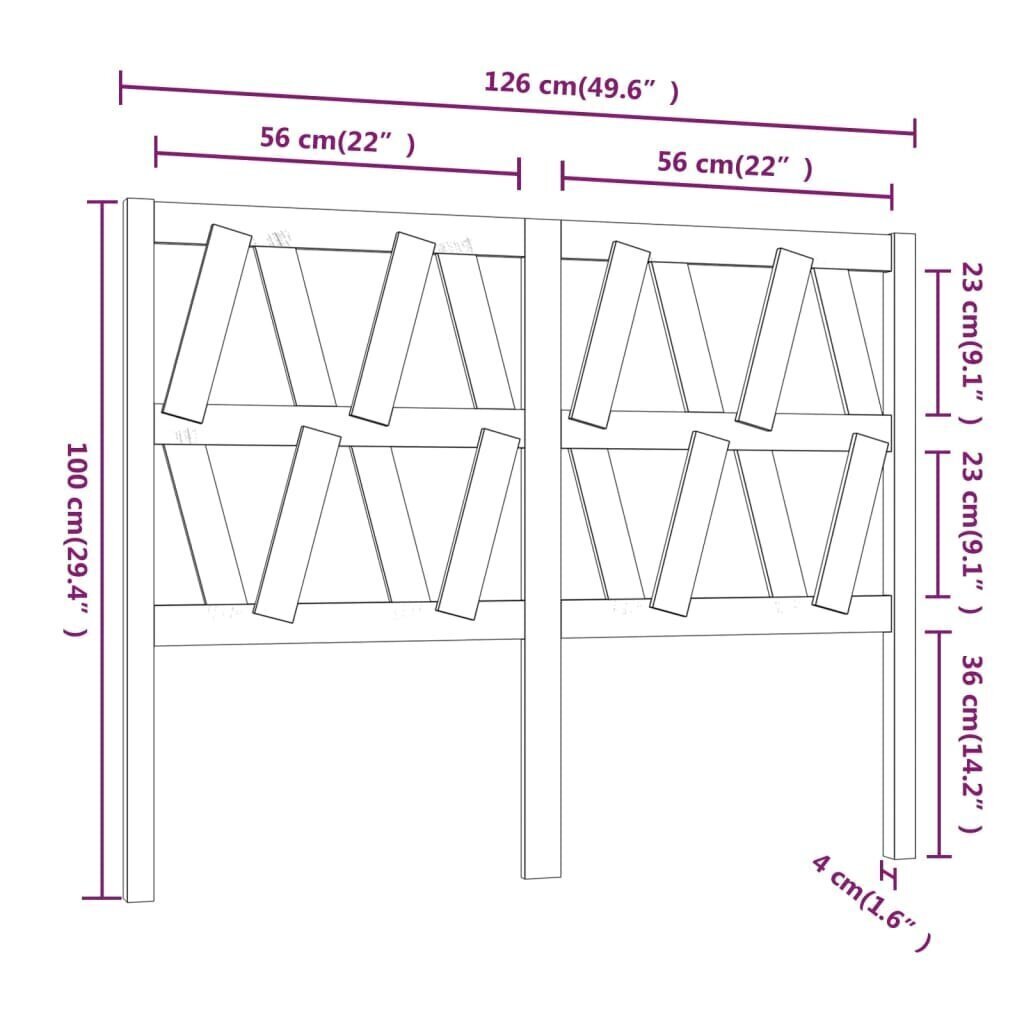 Sängynpääty musta 126x4x100 cm täysmänty hinta ja tiedot | Sängyt | hobbyhall.fi