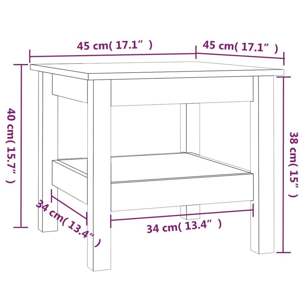 Sohvapöytä hunajanruskea 45x45x40 cm täysi mänty hinta ja tiedot | Sohvapöydät | hobbyhall.fi