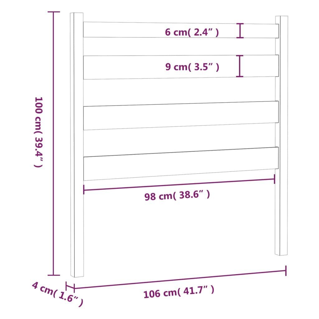 Sängynpääty hunajanruskea 106x4x100 cm täysi mänty hinta ja tiedot | Sängyt | hobbyhall.fi